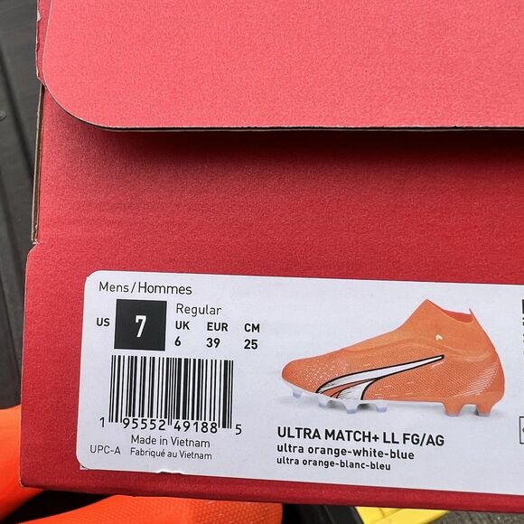 Puma Ultra Match  Firm GroundAg Soccer Cleats Men Orange 107243-01 Laceless Sz 7